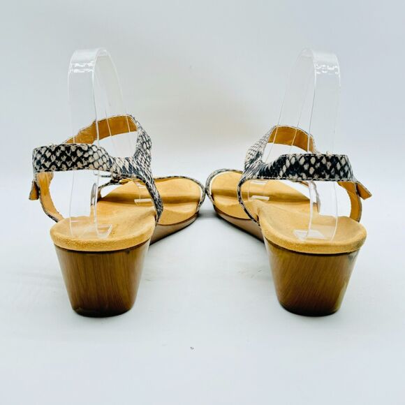 Vionic Sandals Womens 11 Brown Gray Snakeskin Wedge Ankle Buckle Straps Shoes - Picture 9 of 12